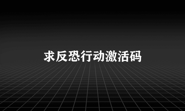 求反恐行动激活码