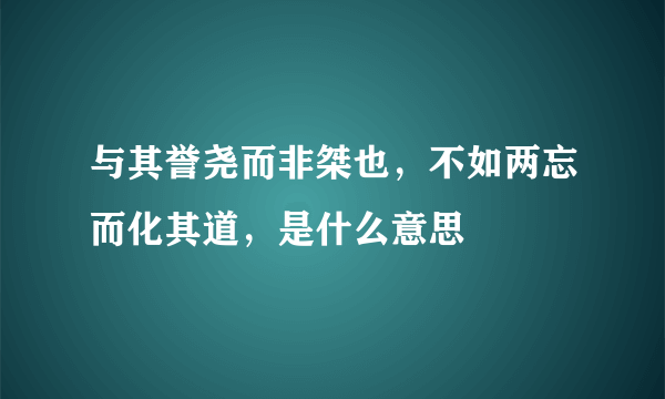 与其誉尧而非桀也，不如两忘而化其道，是什么意思