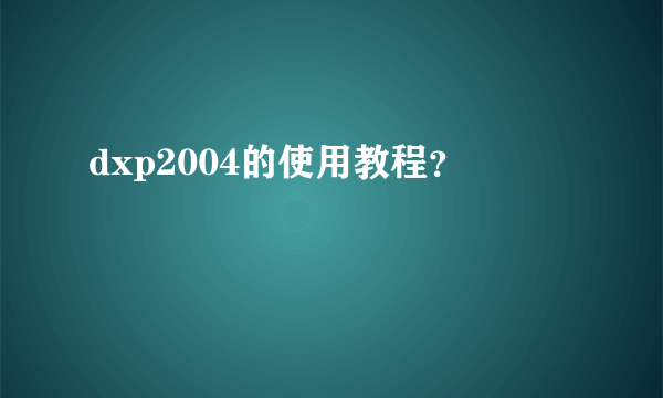 dxp2004的使用教程？