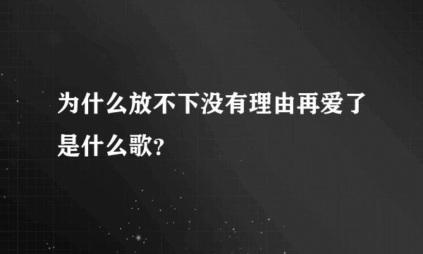 为什么放不下没有理由再爱了是什么歌？