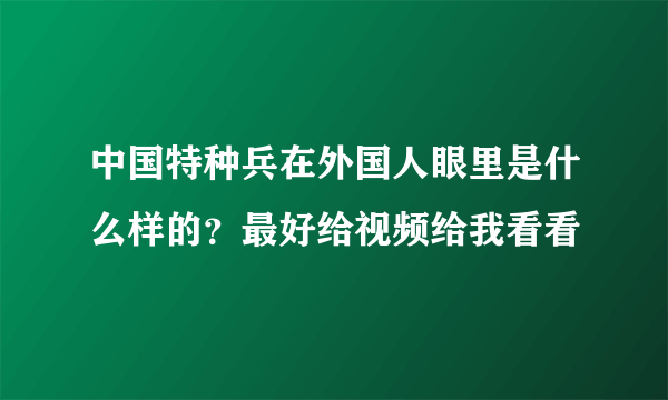 中国特种兵在外国人眼里是什么样的？最好给视频给我看看