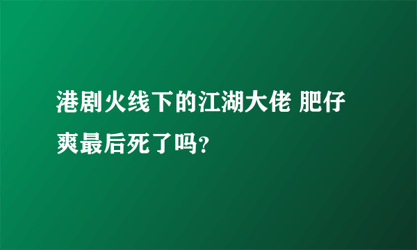 港剧火线下的江湖大佬 肥仔爽最后死了吗？