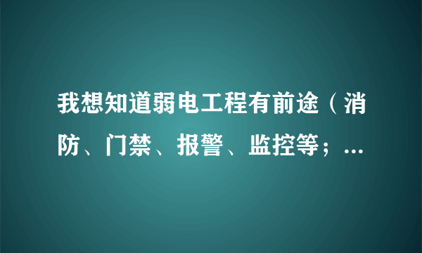 我想知道弱电工程有前途（消防、门禁、报警、监控等；往下发展终极目标就是项目经理）还是设备维护有前途。