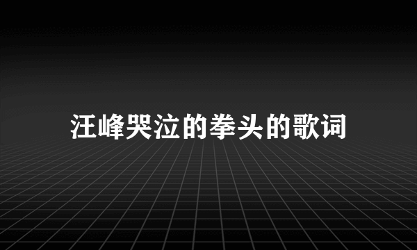 汪峰哭泣的拳头的歌词