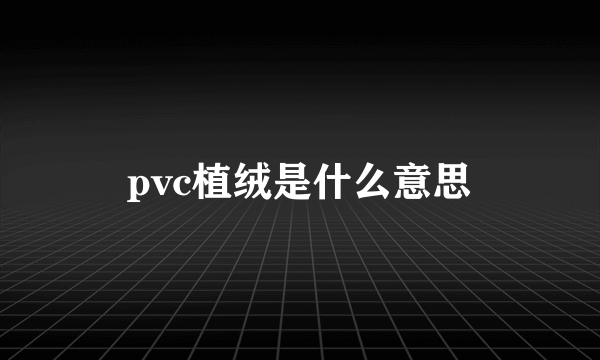 pvc植绒是什么意思