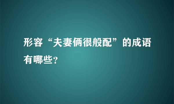 形容“夫妻俩很般配”的成语有哪些？