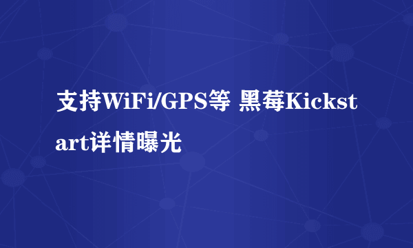 支持WiFi/GPS等 黑莓Kickstart详情曝光