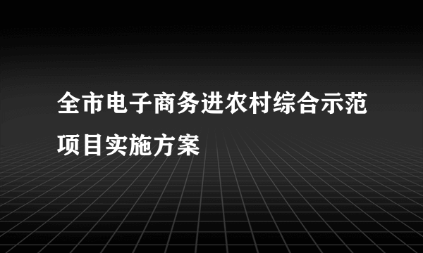 全市电子商务进农村综合示范项目实施方案