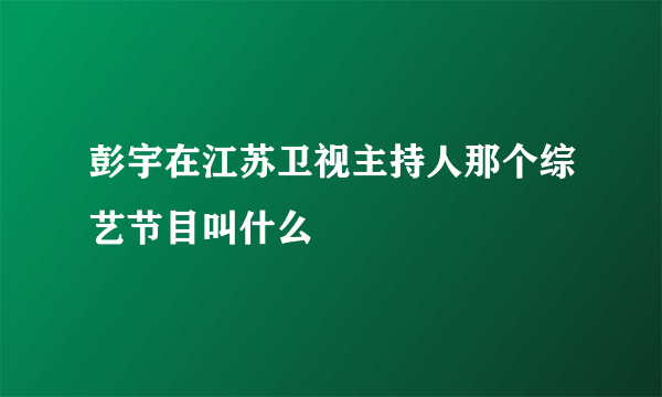 彭宇在江苏卫视主持人那个综艺节目叫什么