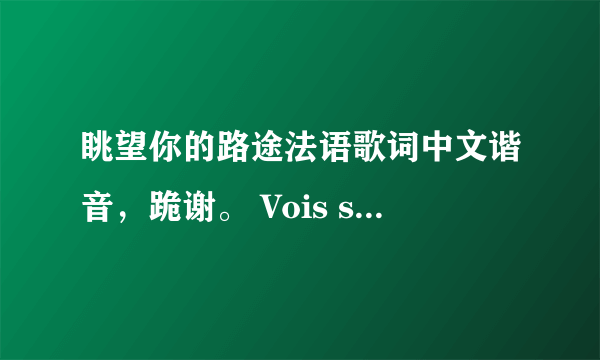 眺望你的路途法语歌词中文谐音，跪谢。 Vois sur ton chemin （眺望你的路途）