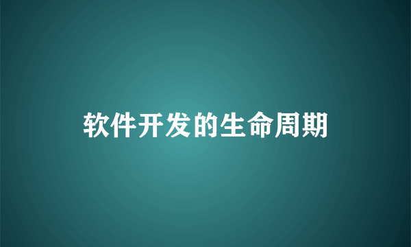 软件开发的生命周期