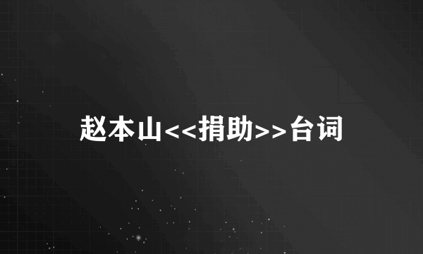 赵本山<<捐助>>台词