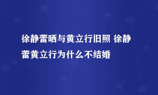 徐静蕾晒与黄立行旧照 徐静蕾黄立行为什么不结婚