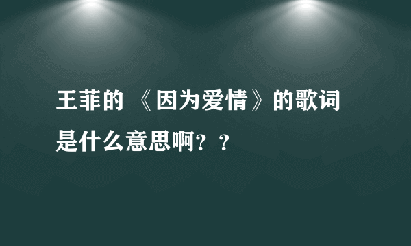 王菲的 《因为爱情》的歌词是什么意思啊？？