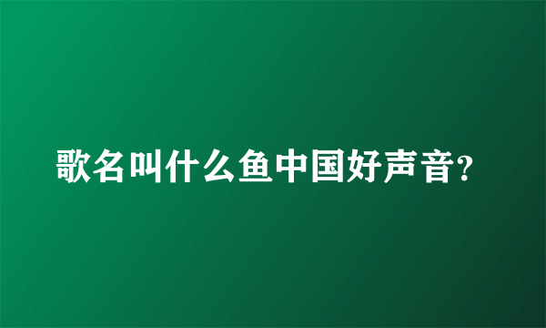 歌名叫什么鱼中国好声音？