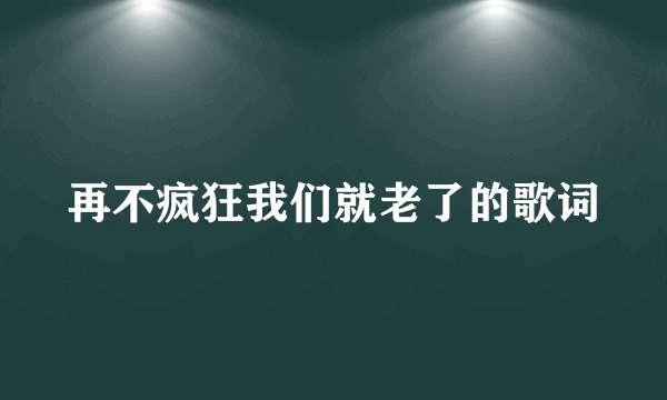 再不疯狂我们就老了的歌词