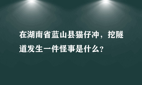 在湖南省蓝山县猫仔冲，挖隧道发生一件怪事是什么？