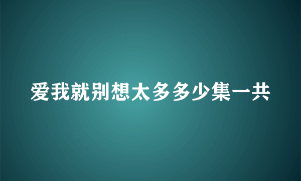 爱我就别想太多多少集一共