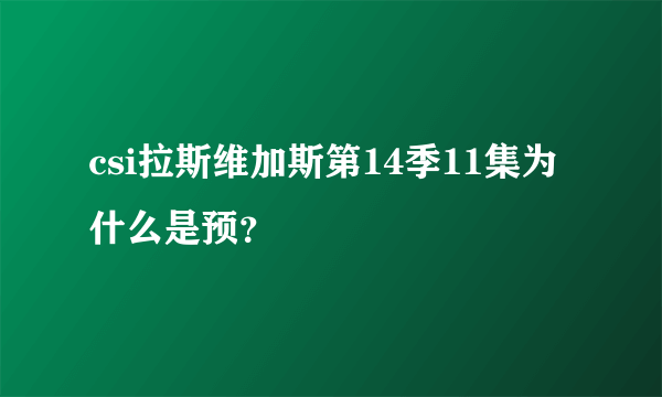 csi拉斯维加斯第14季11集为什么是预？