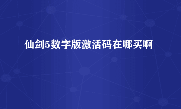 仙剑5数字版激活码在哪买啊