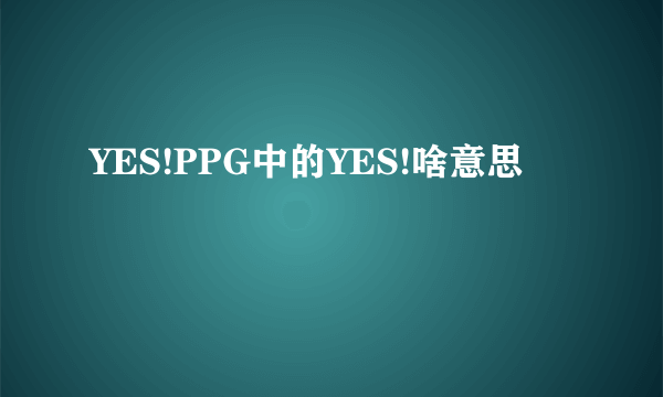 YES!PPG中的YES!啥意思