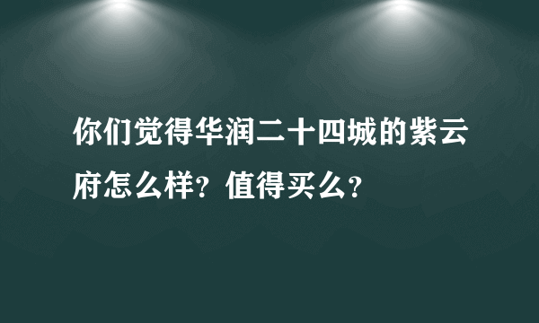 你们觉得华润二十四城的紫云府怎么样？值得买么？