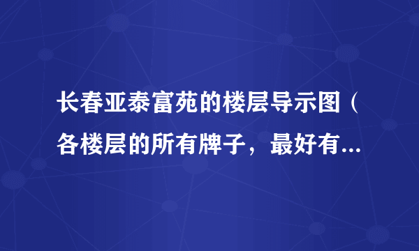 长春亚泰富苑的楼层导示图（各楼层的所有牌子，最好有牌子的介绍）谢谢。