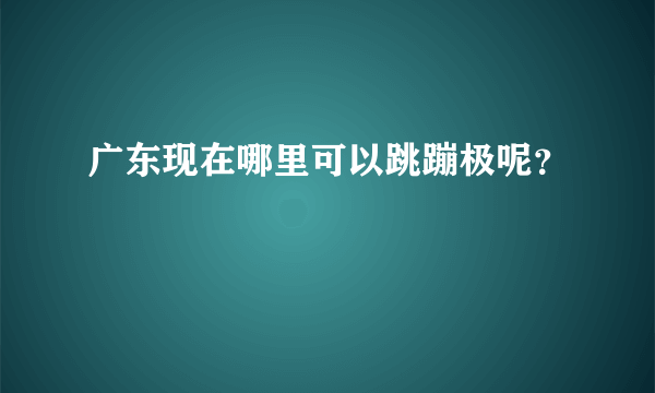 广东现在哪里可以跳蹦极呢？