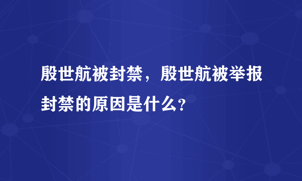 殷世航被封禁，殷世航被举报封禁的原因是什么？