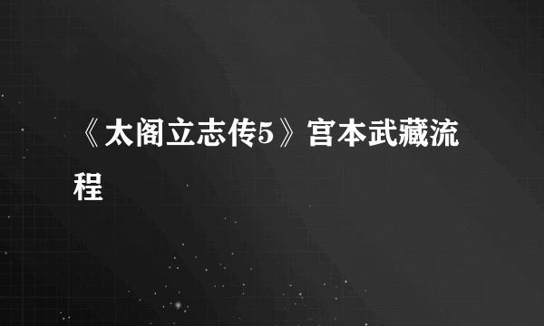 《太阁立志传5》宫本武藏流程