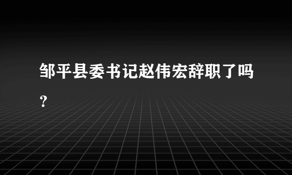 邹平县委书记赵伟宏辞职了吗？