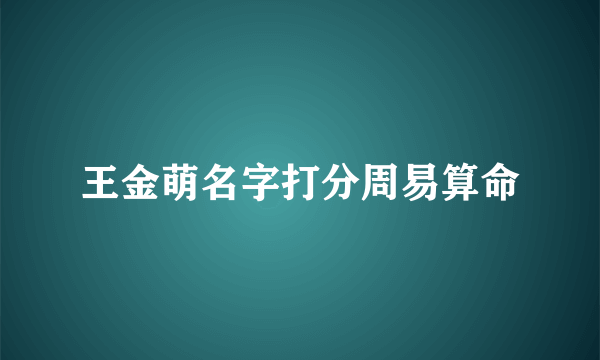 王金萌名字打分周易算命