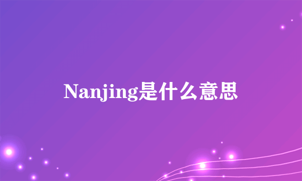 Nanjing是什么意思