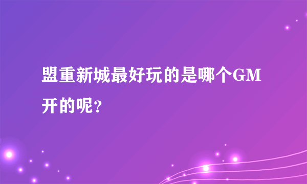 盟重新城最好玩的是哪个GM开的呢？