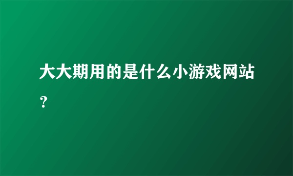 大大期用的是什么小游戏网站？