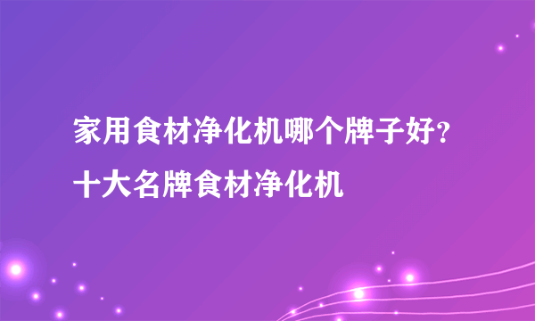 家用食材净化机哪个牌子好？十大名牌食材净化机