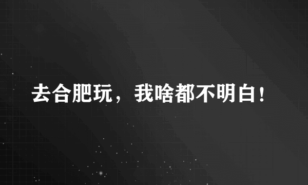 去合肥玩，我啥都不明白！