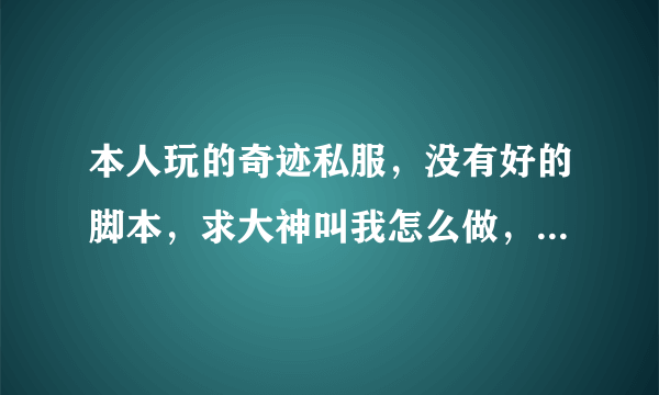 本人玩的奇迹私服，没有好的脚本，求大神叫我怎么做，同样的装备，还是打不赢人家