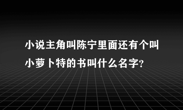 小说主角叫陈宁里面还有个叫小萝卜特的书叫什么名字？