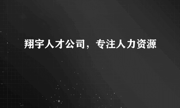 翔宇人才公司，专注人力资源