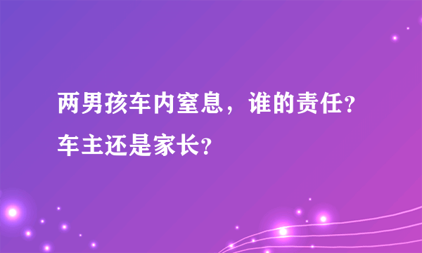 两男孩车内窒息，谁的责任？车主还是家长？