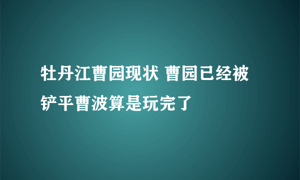 牡丹江曹园现状 曹园已经被铲平曹波算是玩完了