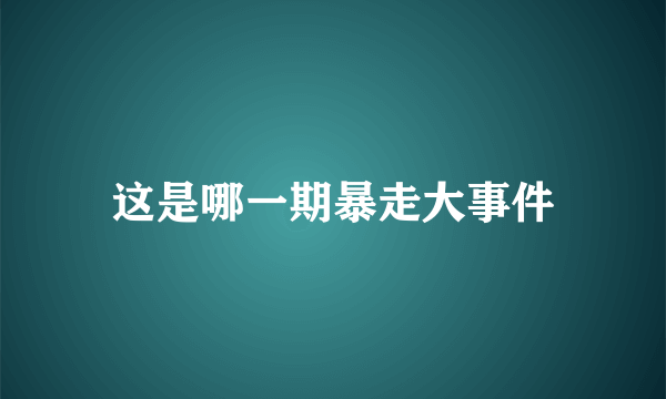 这是哪一期暴走大事件