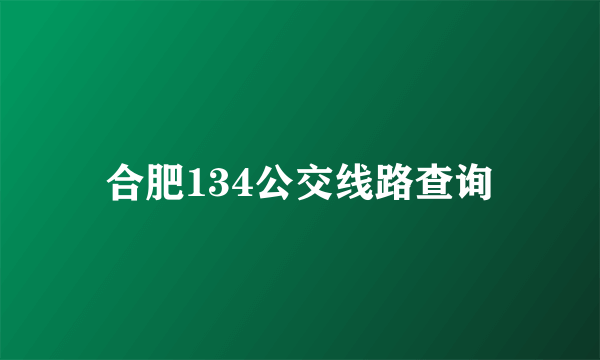 合肥134公交线路查询