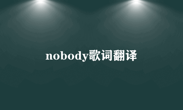 nobody歌词翻译