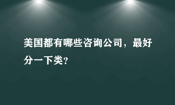 美国都有哪些咨询公司，最好分一下类？