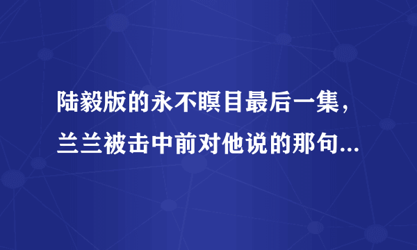 陆毅版的永不瞑目最后一集，兰兰被击中前对他说的那句话是什么？