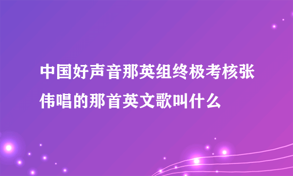 中国好声音那英组终极考核张伟唱的那首英文歌叫什么