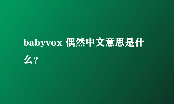 babyvox 偶然中文意思是什么？