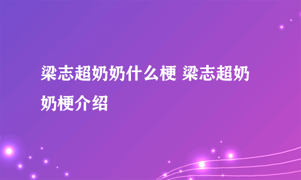 梁志超奶奶什么梗 梁志超奶奶梗介绍